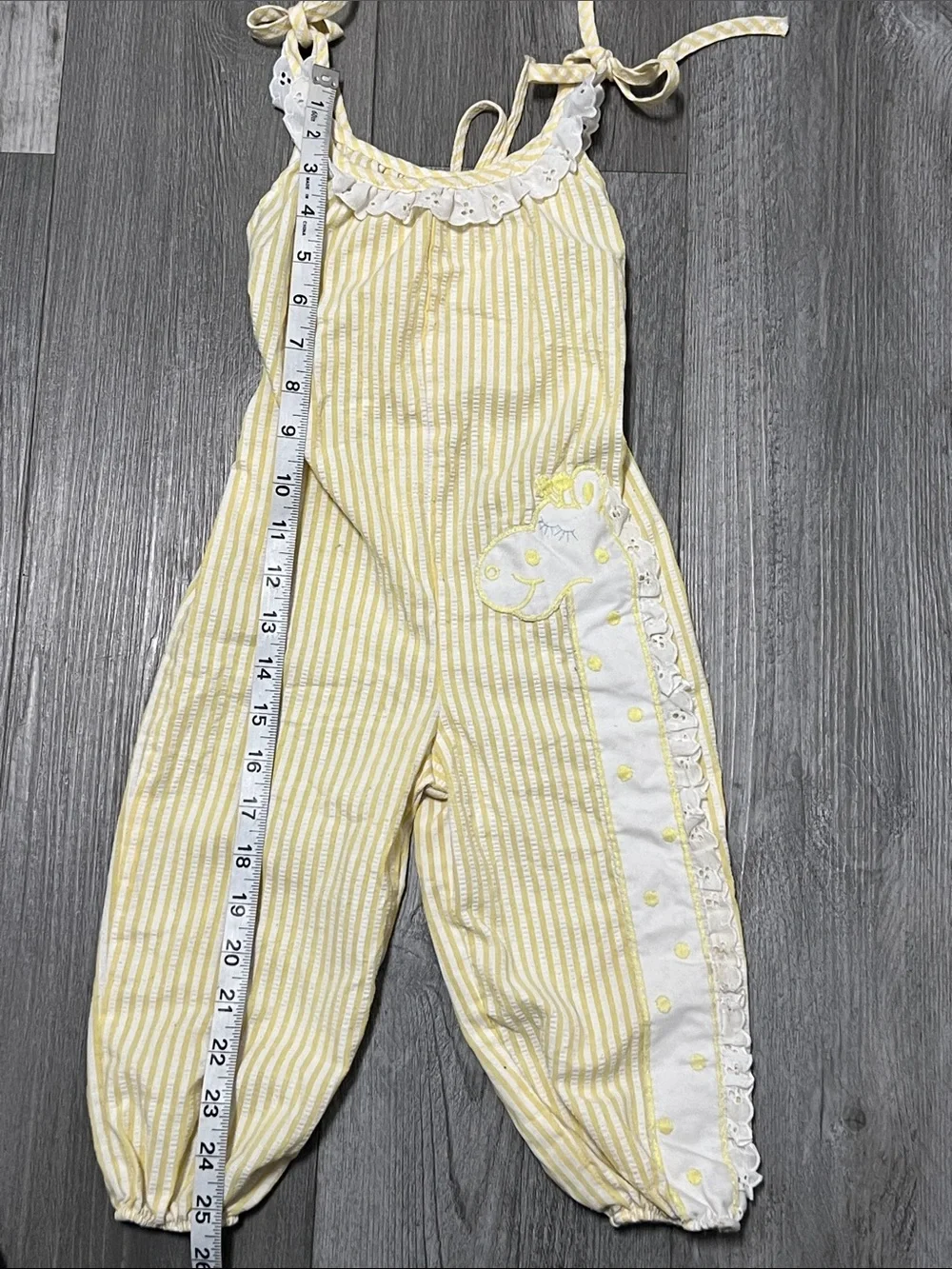 Carter’s toddler vintage light yellow striped one piece romper / size 2T